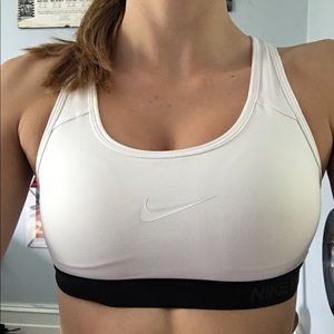 White Nike Pro sports bra
